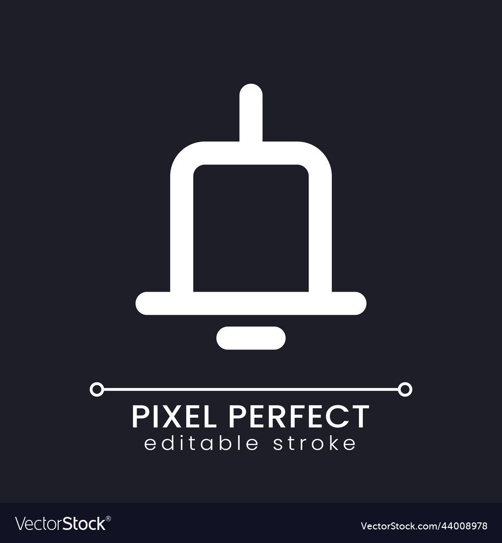 Notification pixel perfect white linear ui icon vector image Notification pixel perfect white linear ui icon