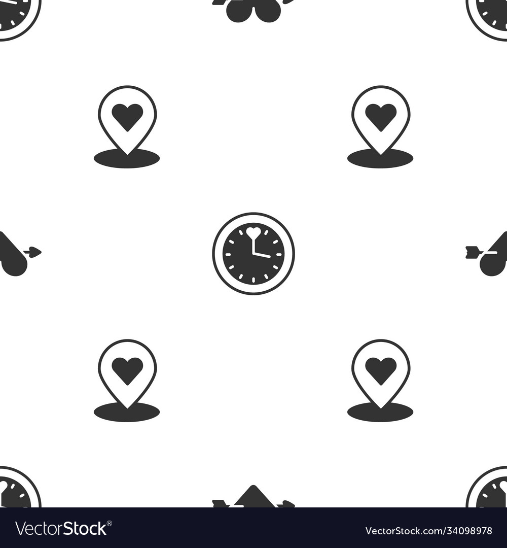Set amour with heart and arrow clock location vector image Set amour with heart and arrow clock location