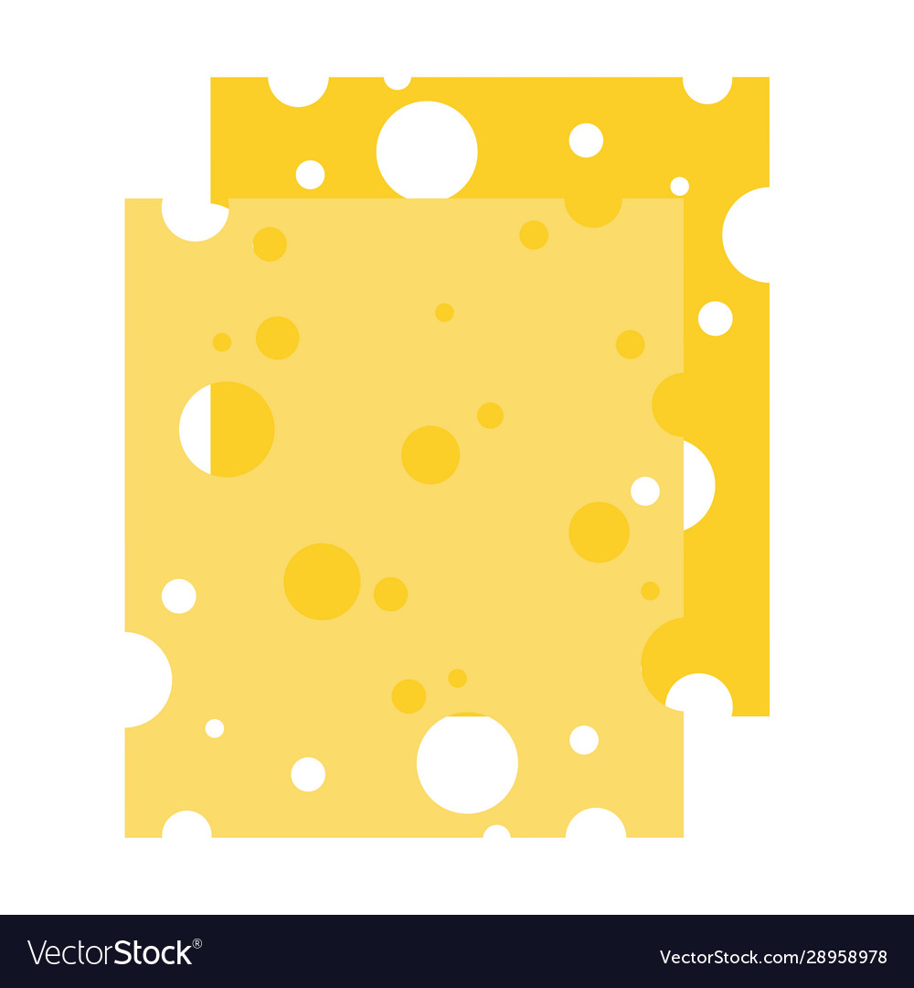 Two square pieces cheese with holes flat