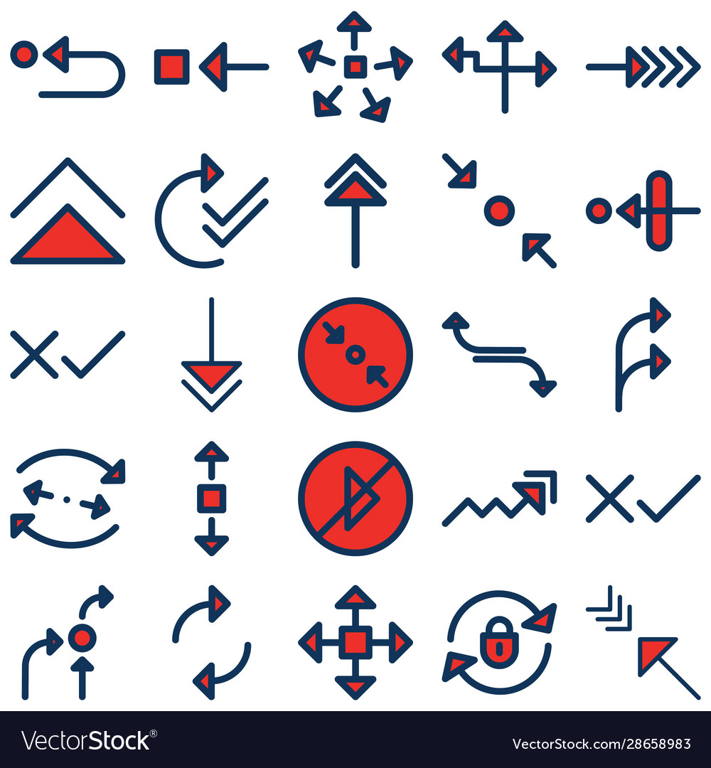 Arrows gird isolated icons set every singl