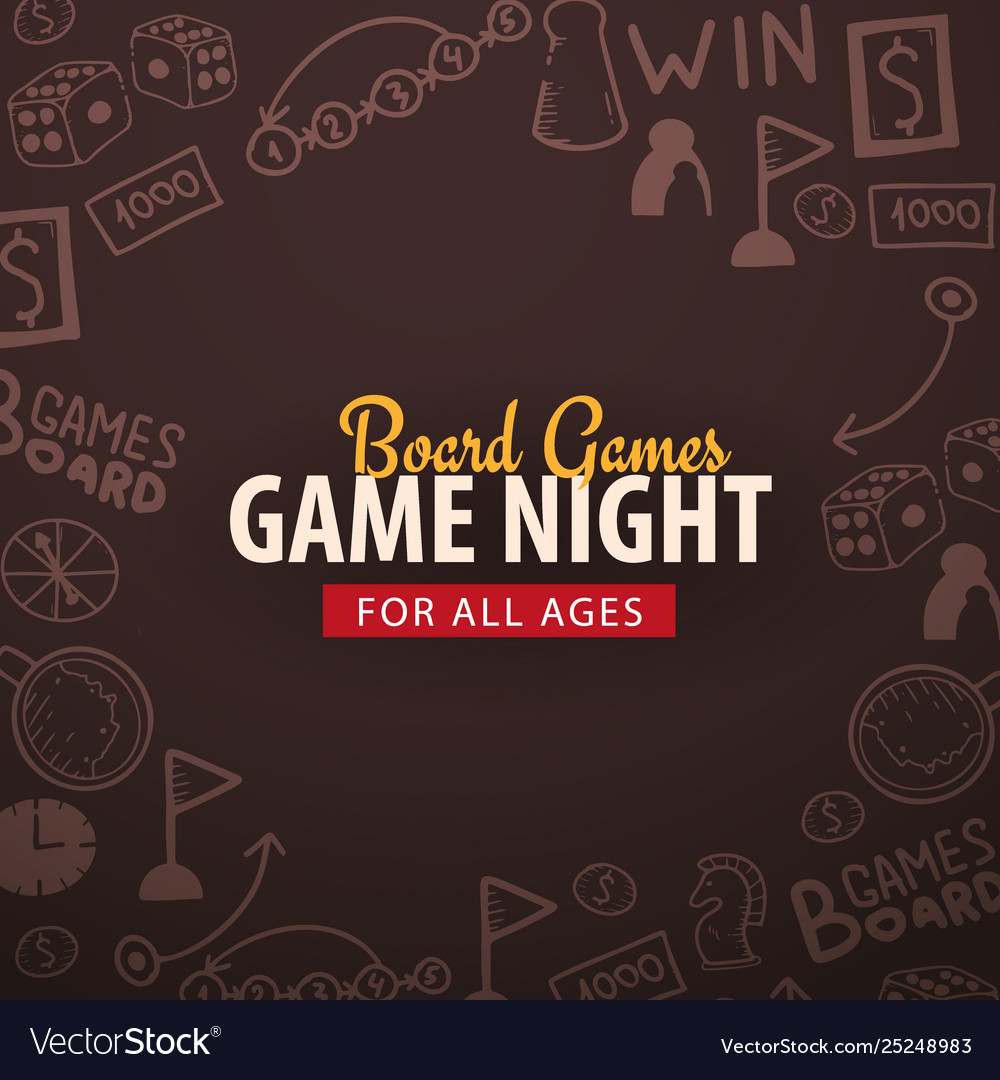 Board games banners for all ages hand draw vector image Board games banners for all ages hand draw