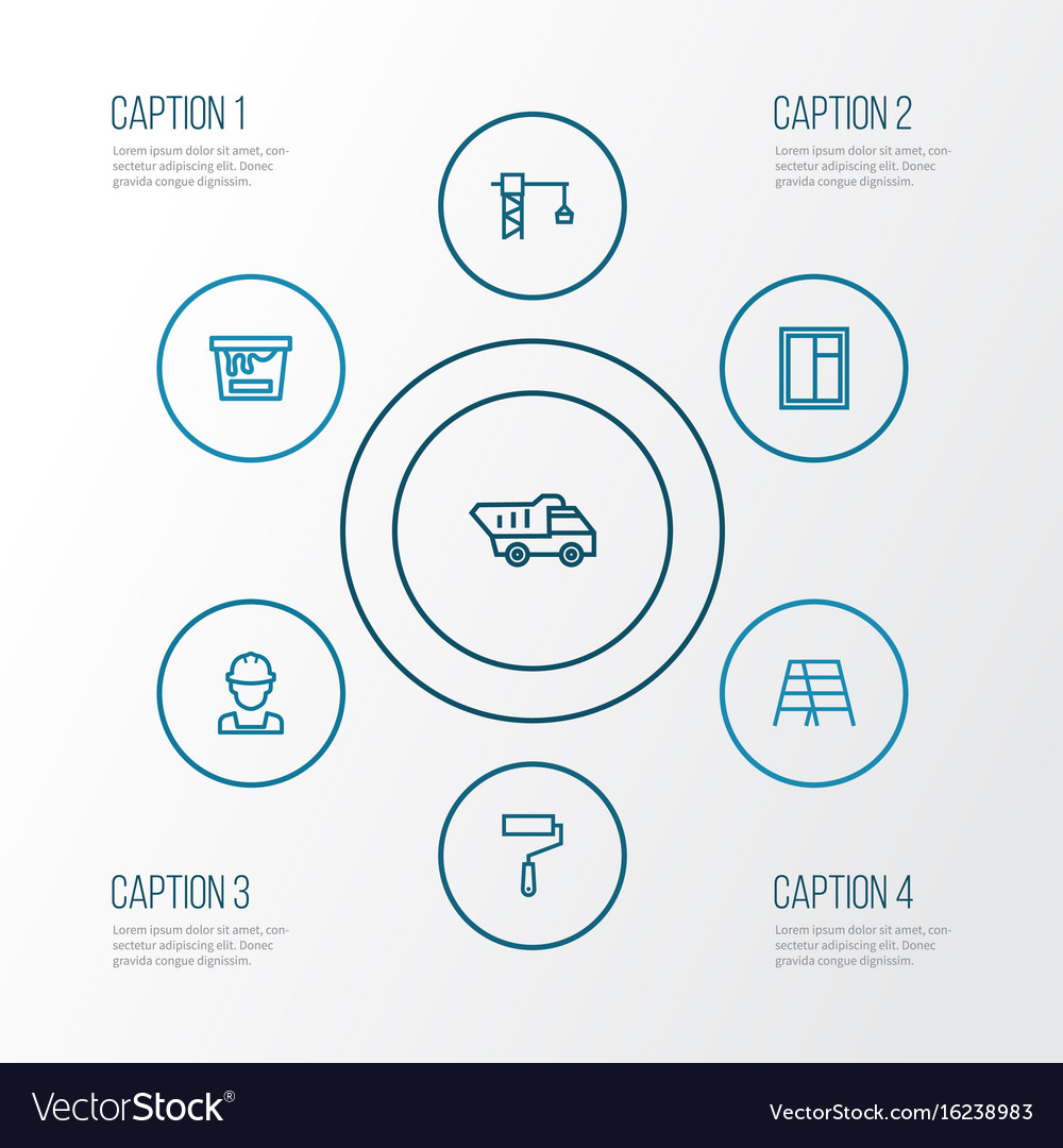 Building outline icons set collection of tower