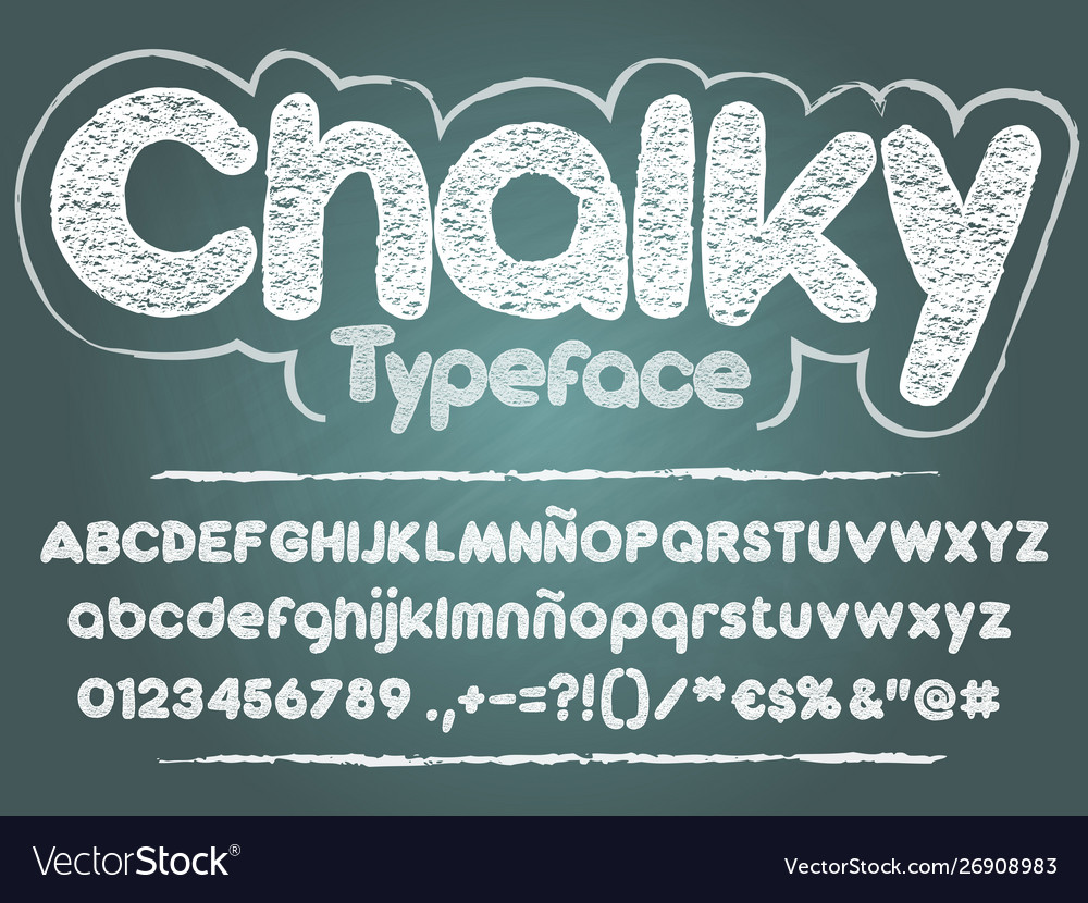 Chalk font handwritten sans serif rounded chalky Vector Image