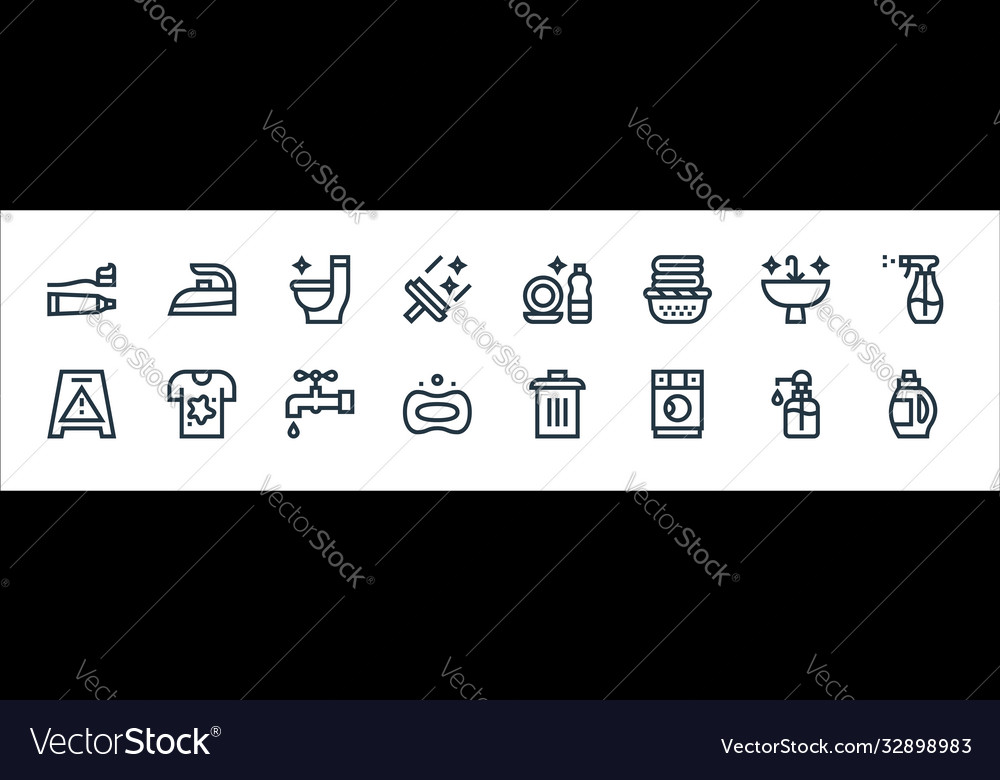 Cleaning line icons linear set quality Vector Image Cleaning line icons linear set quality