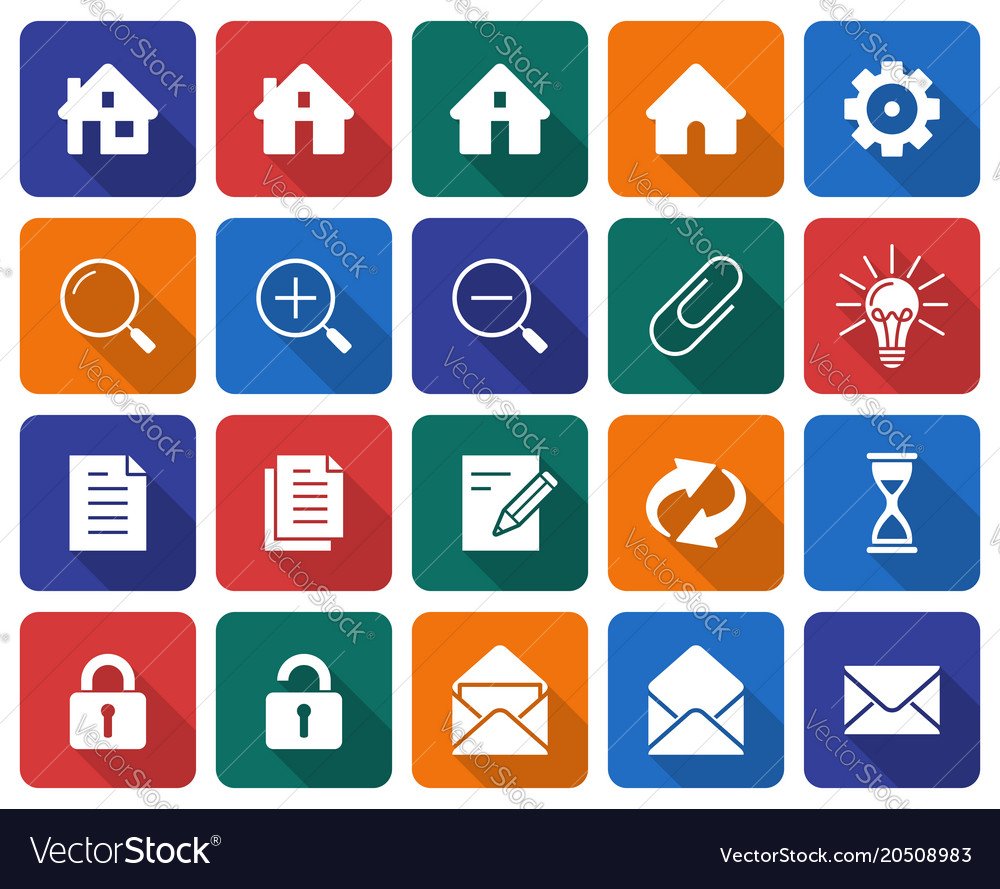 Collection of rounded square icons user interface
