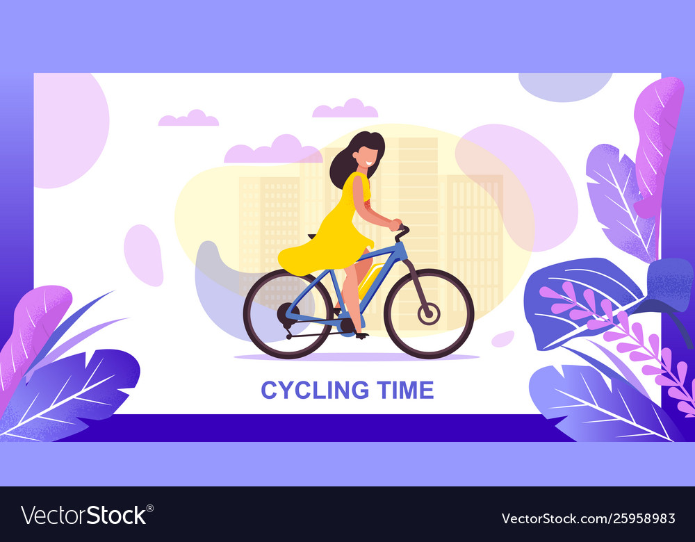 Cycling time landing page offering city eco tour vector image Cycling time landing page offering city eco tour