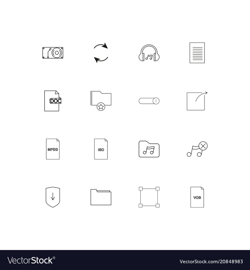 Files and folders sign linear thin icons set