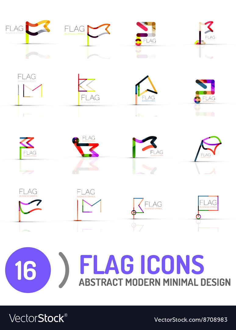 Flag icon logo set linear design