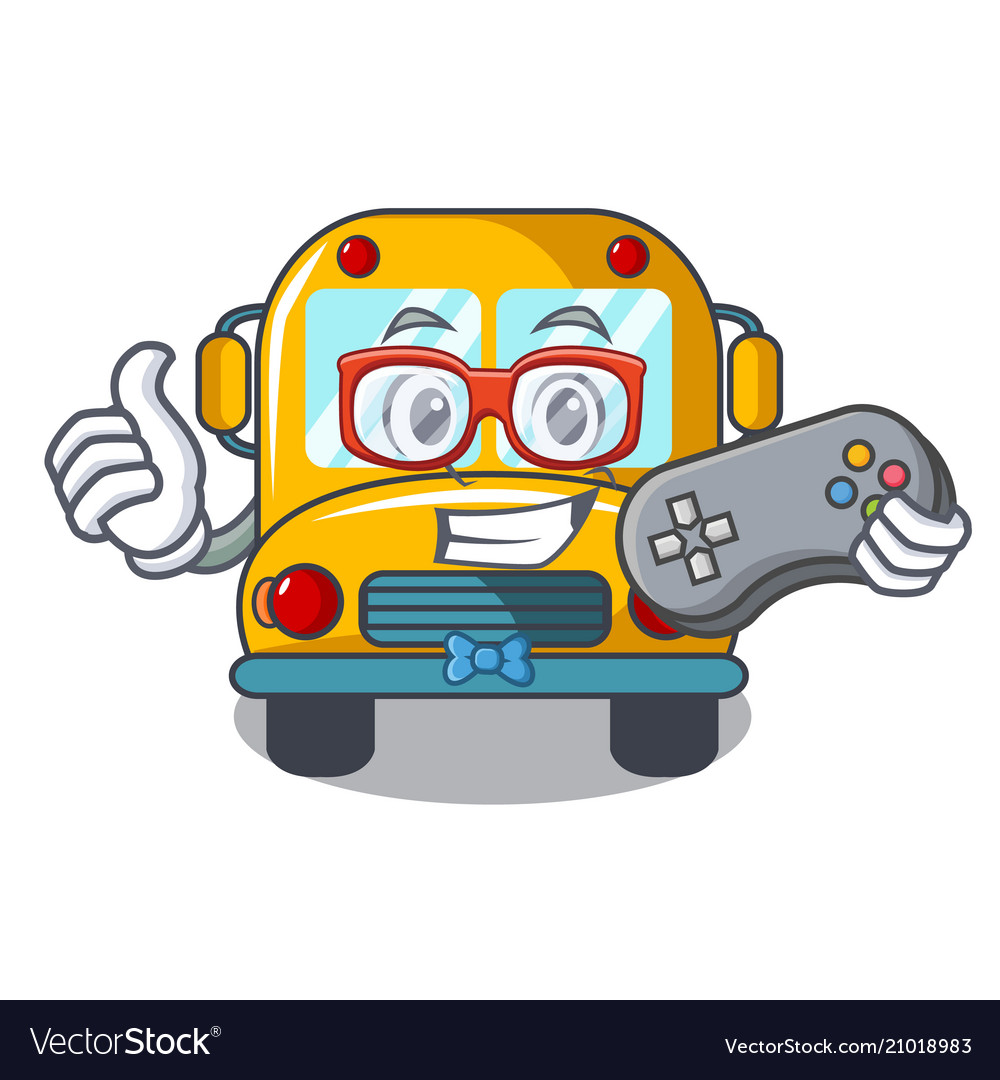 Gamer school bus mascot cartoon Royalty Free Vector Image Gamer school bus mascot cartoon Royalty Free Vector Image