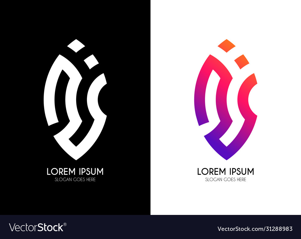 Gradient logo with abstract shape and black wh Vector Image Gradient logo with abstract shape and black wh