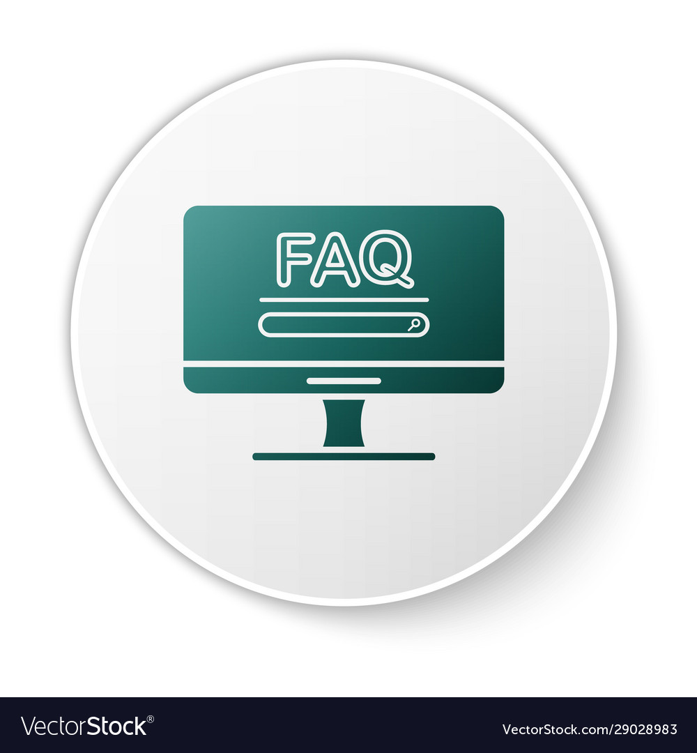 Green computer monitor with text faq information vector image Green computer monitor with text faq information