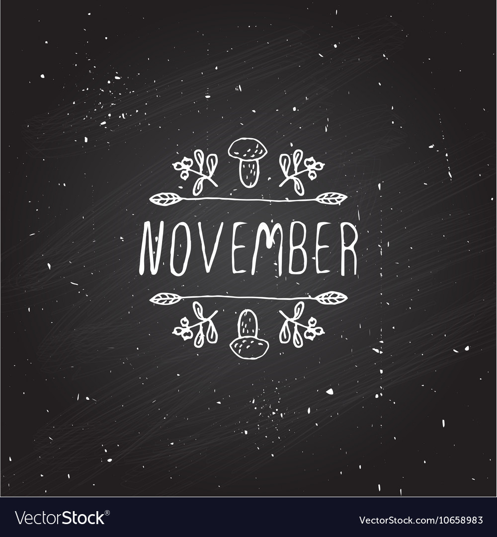 Handdrawn autumn element with text