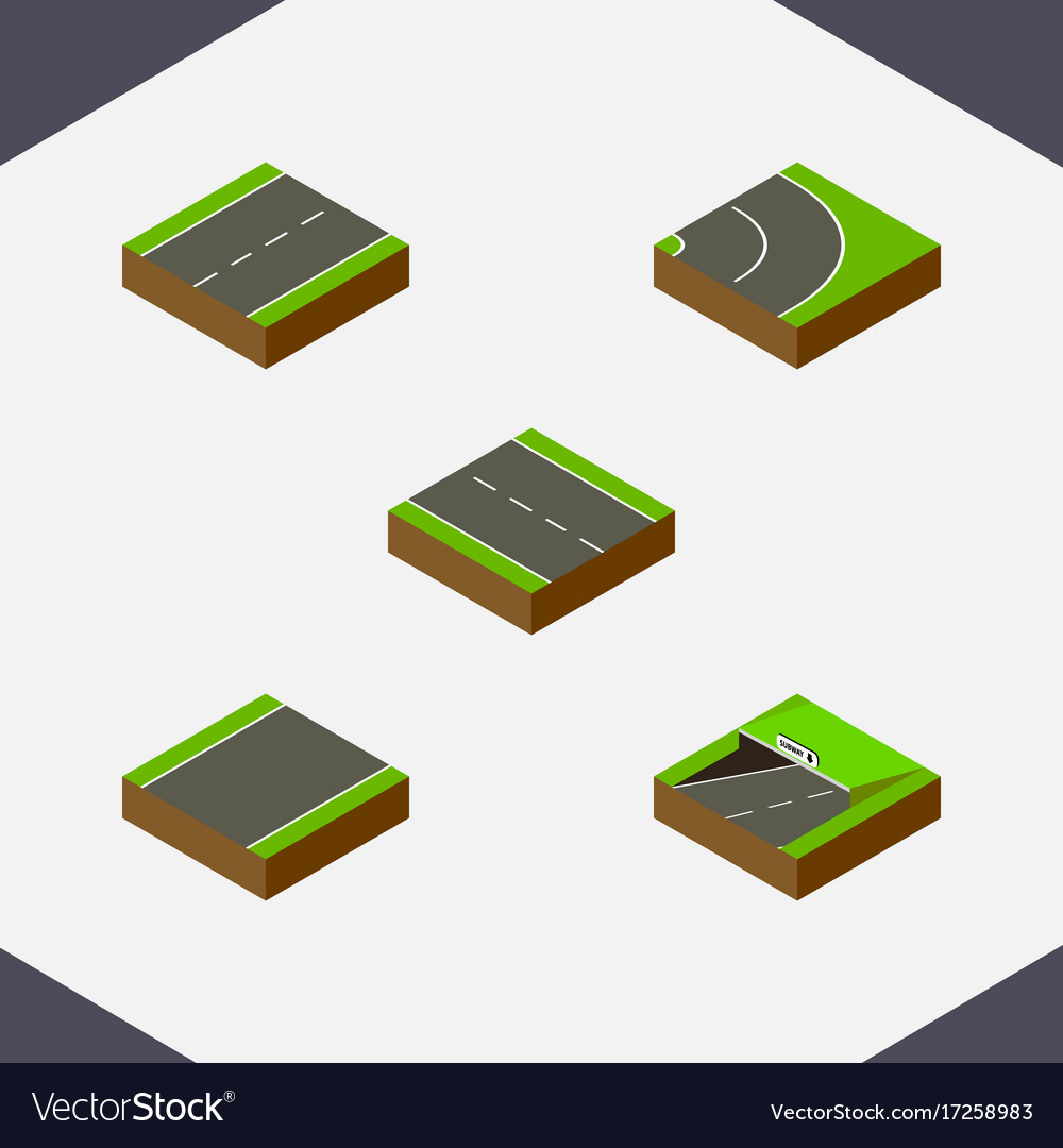 Isometric Road. Isometric way. Road footer.