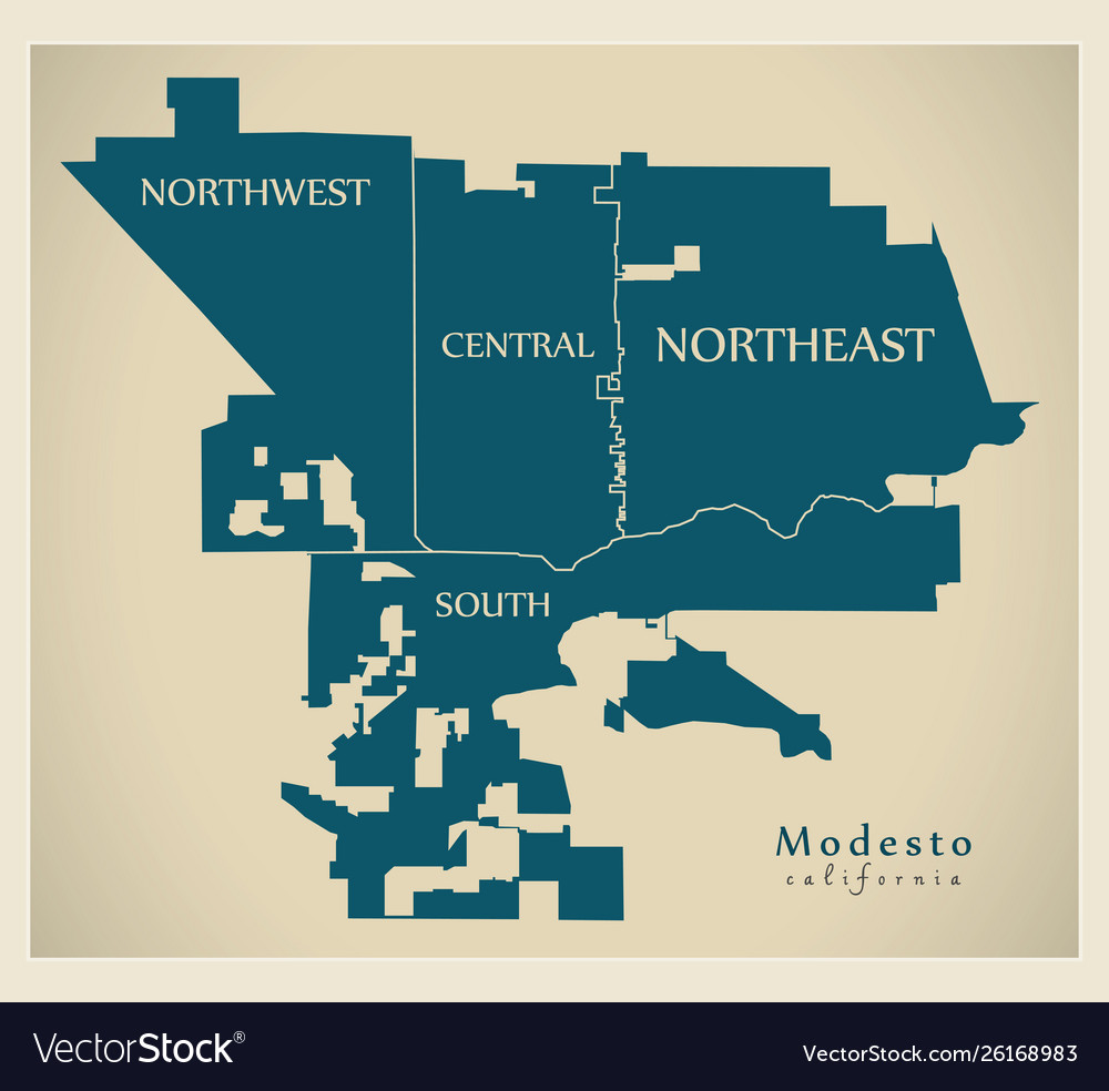 Modern city map - modesto california Royalty Free Vector