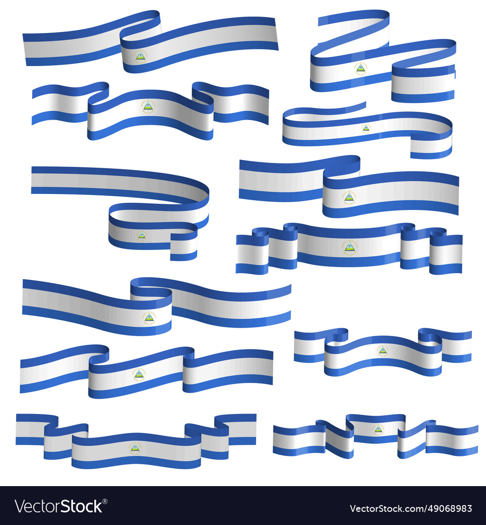 Nicaragua flag ribbon element bundle set