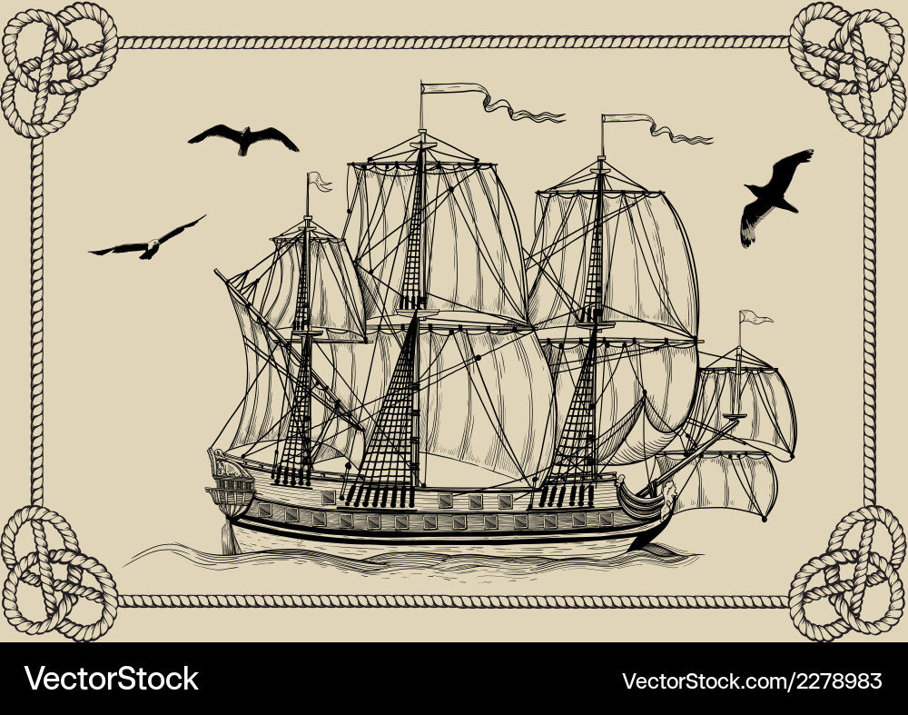 Old ship Royalty Free Vector Image - VectorStock