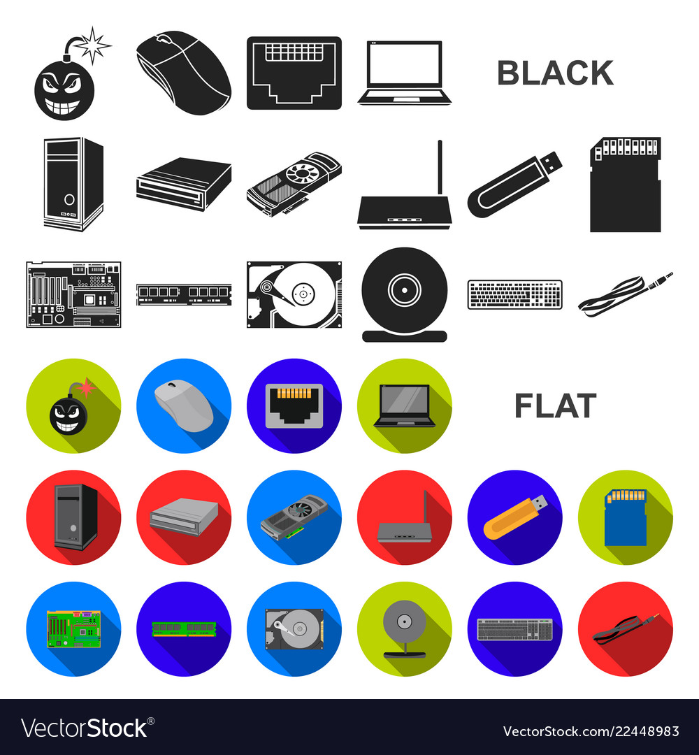 Personal computer flat icons in set collection vector image Personal computer flat icons in set collection