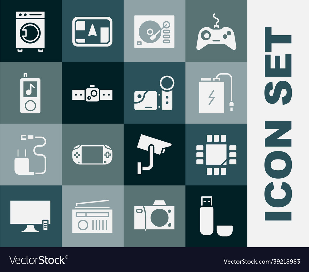 Set usb flash drive processor with microcircuits vector image Set usb flash drive processor with microcircuits