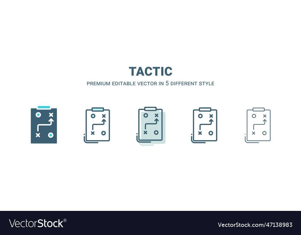 Tactic icon in 5 different style outline filled