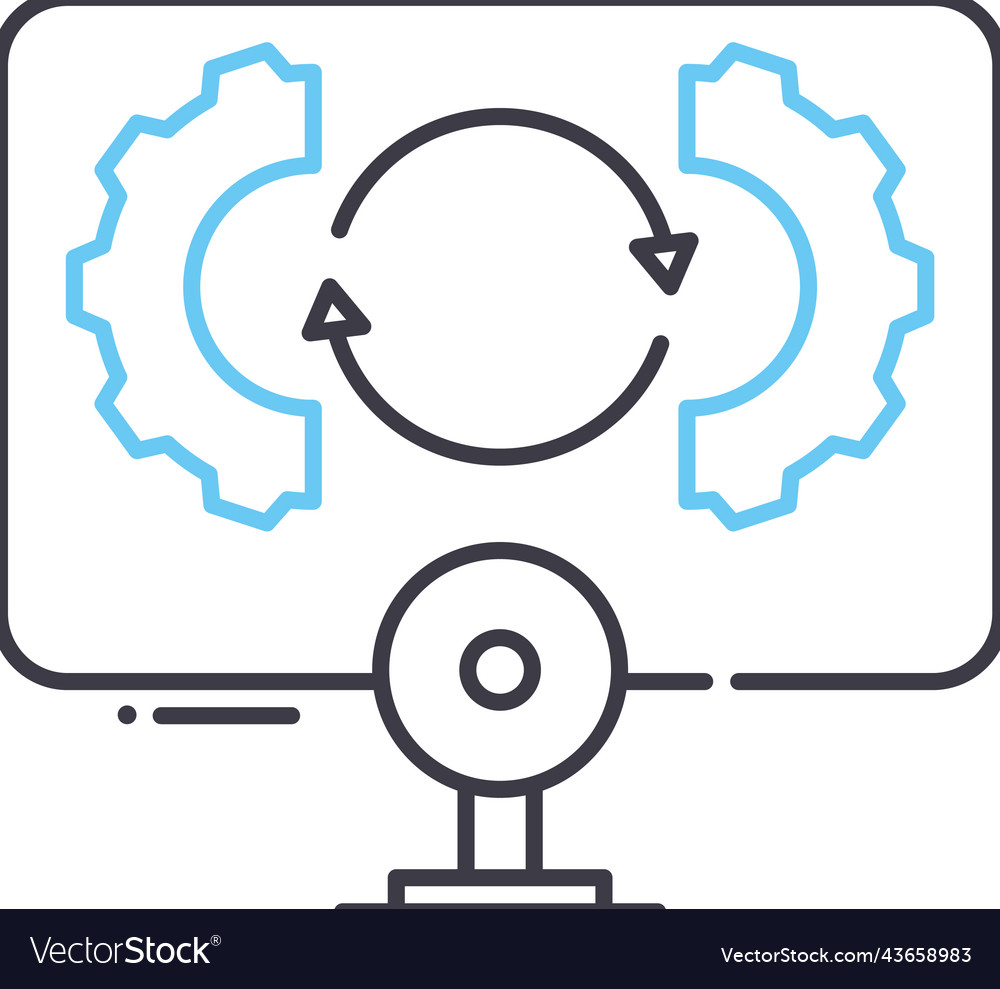 Working software line icon outline symbol vector image Working software line icon outline symbol