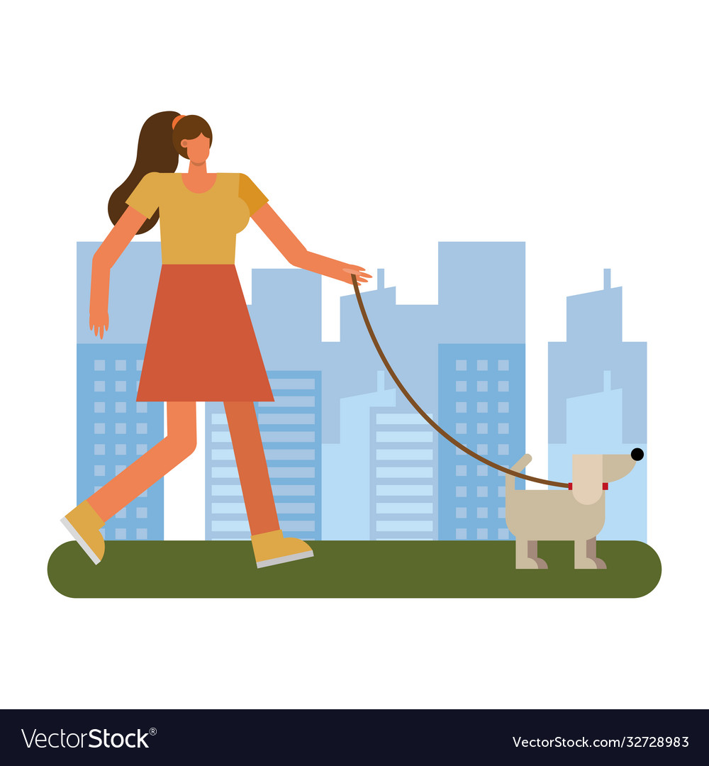 Junge Frau die mit tierärztlicher Tätigkeit wandelt vector image Junge Frau die mit tierärztlicher Tätigkeit wandelt