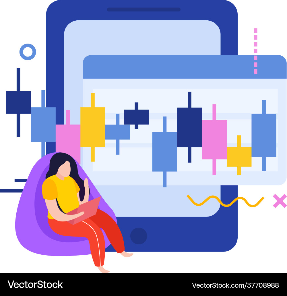 Analysing data flat composition Royalty Free Vector Image