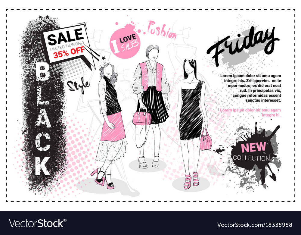 Black friday sale template brochure with hand