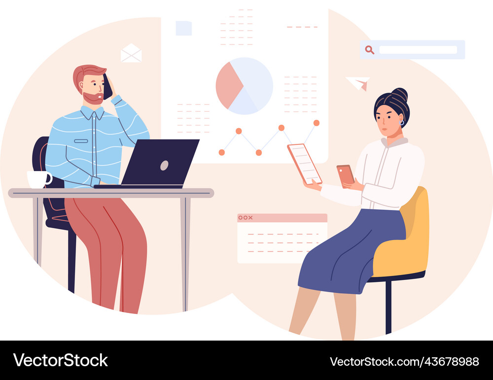 Business people working planning Royalty Free Vector Image