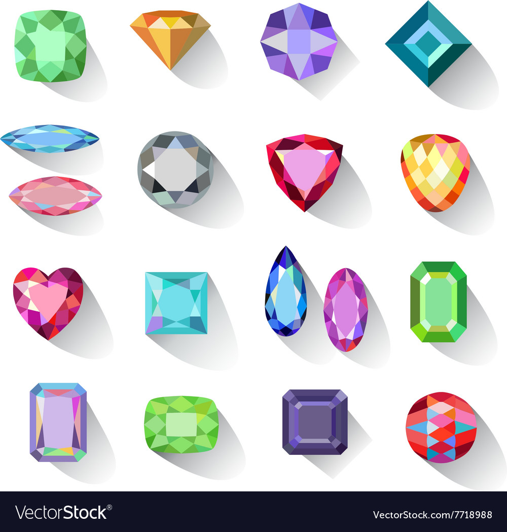 Colored gems jewelry icons Royalty Free Vector Image