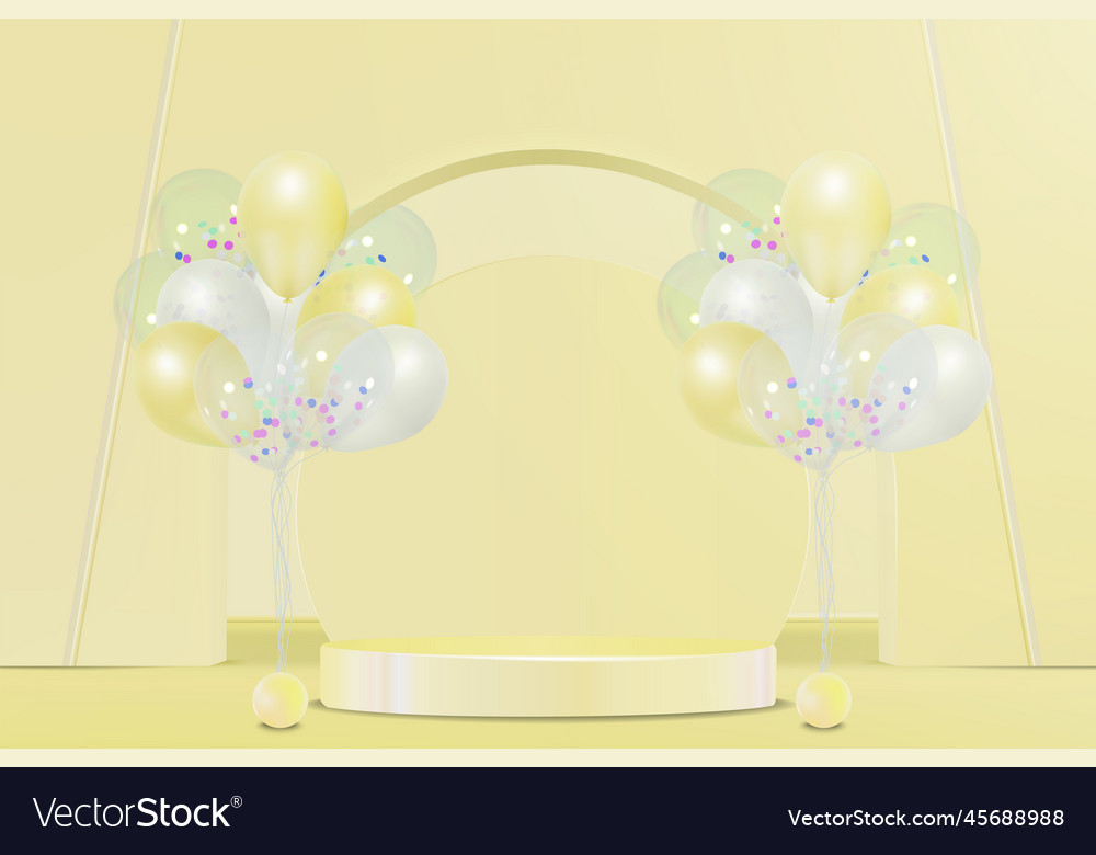 Colorful balloons with a podium stand scene Vector Image Colorful balloons with a podium stand scene