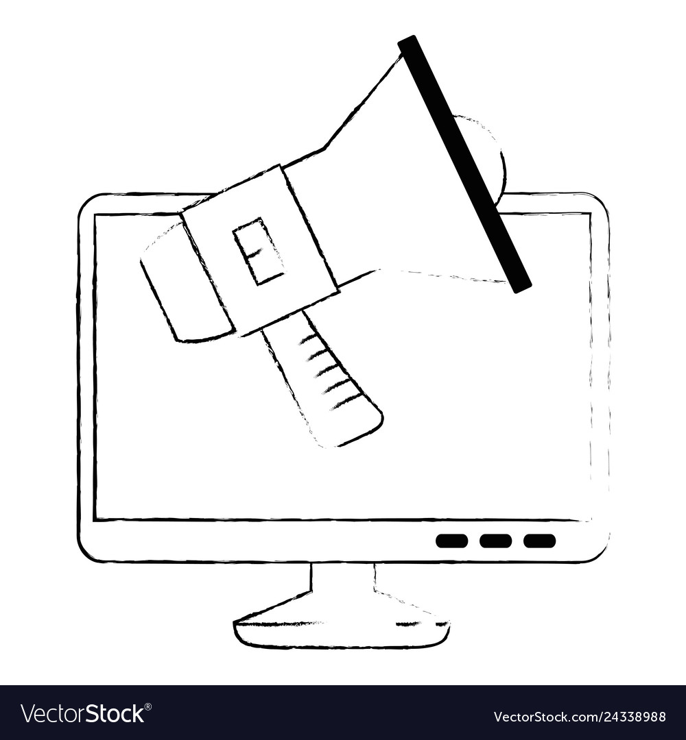 Computer display with megaphone sound