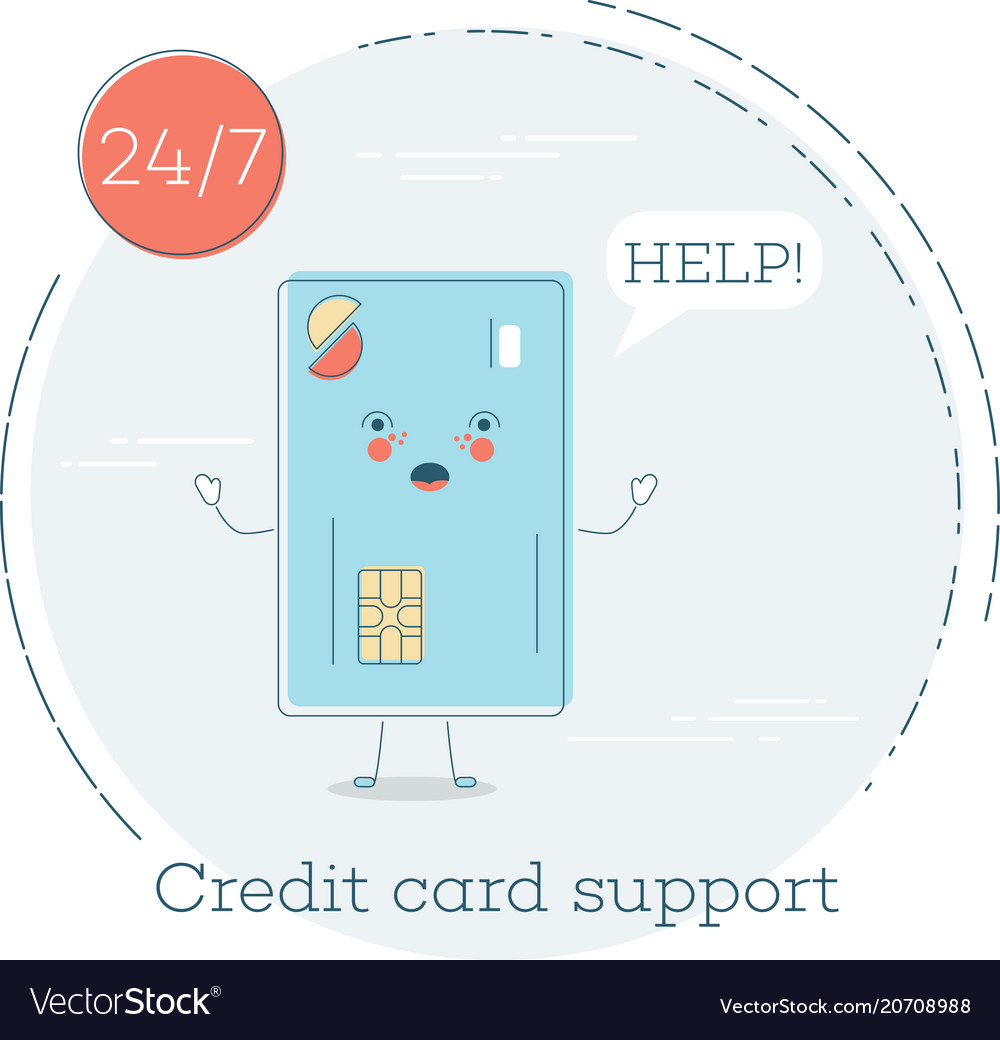 Credit card support concept in line art style