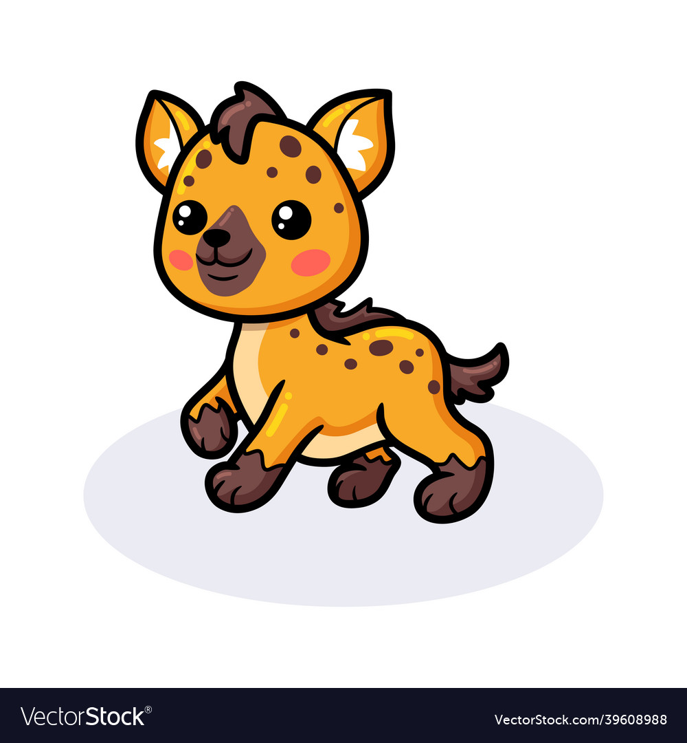 Cute happy baby hyena cartoon Royalty Free Vector Image