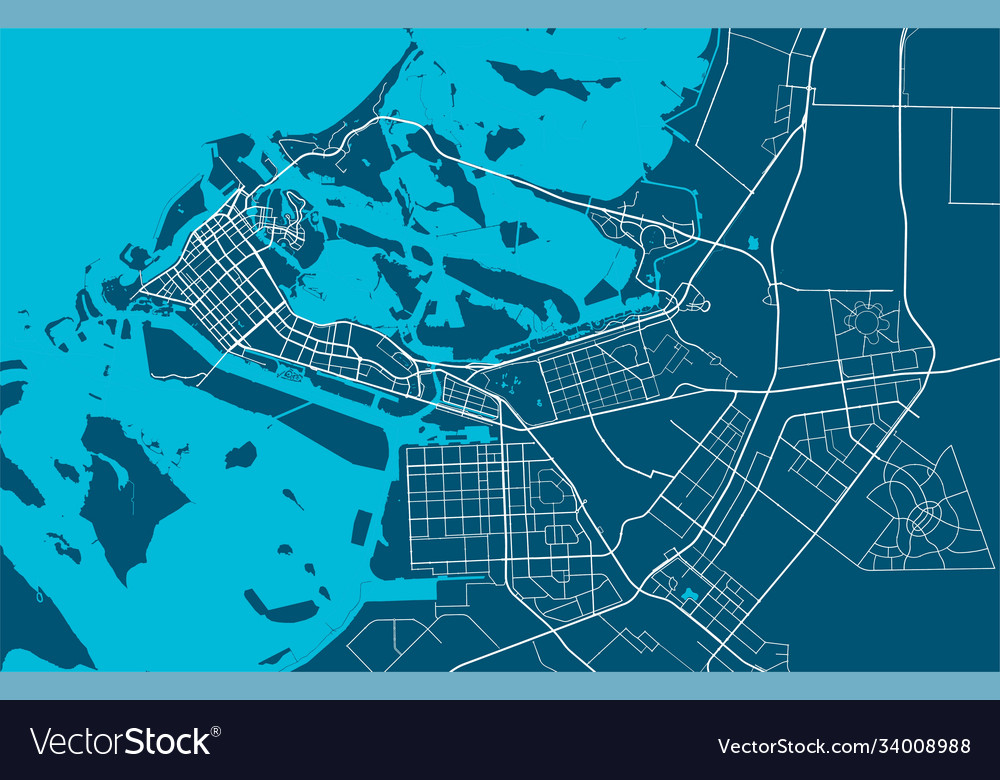 Detailed map abu dhabi city linear print map Vector Image