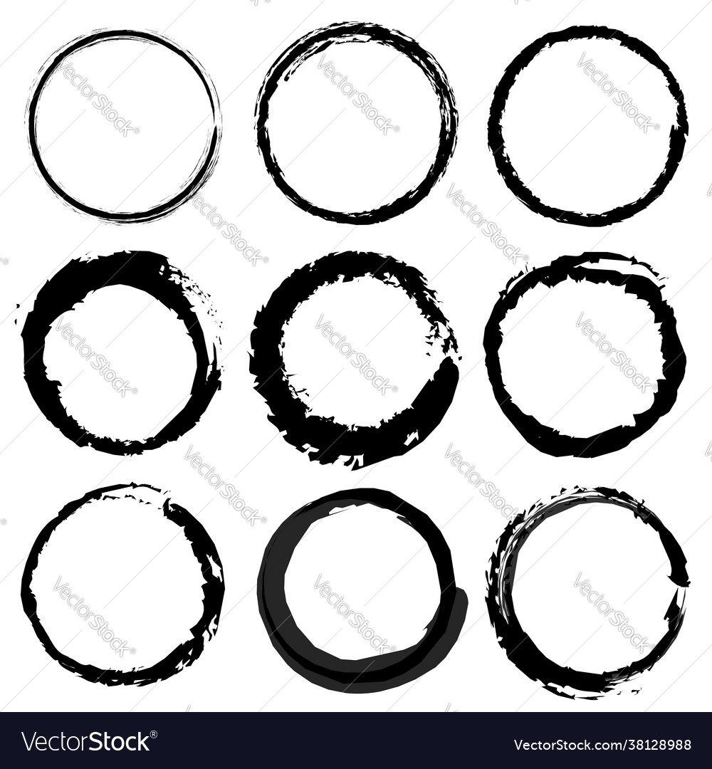 Grungy textured circle element set grunge circles vector image Grungy textured circle element set grunge circles