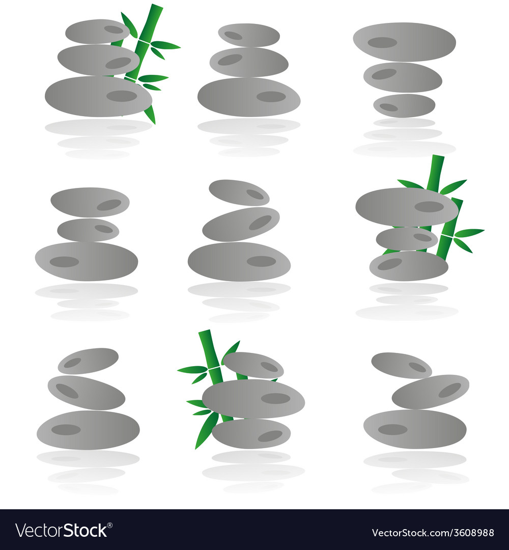 Japanese Zen Garden Stones And Babboo Icons Set Vector Image Japanese Zen Garden Stones And Babboo Icons Set Vector Image