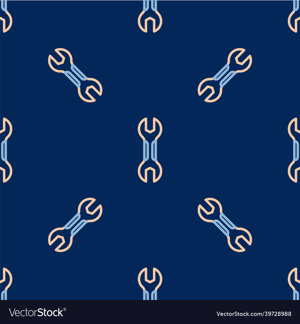 Line wrench spanner icon isolated seamless pattern vector image Line wrench spanner icon isolated seamless pattern