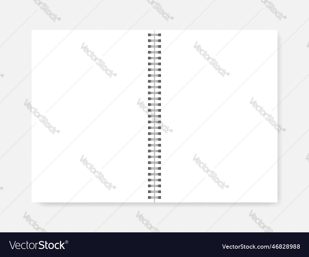 Open wire spiral empty white a4 notebook vector image Open wire spiral empty white a4 notebook