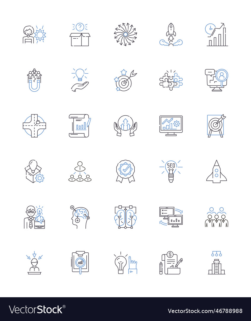 Pondering and contemplating line icons collection Vector Image