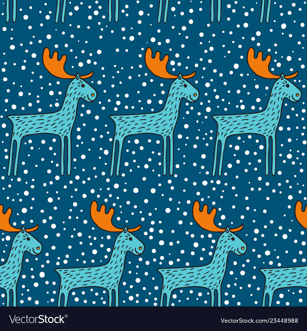 Seamless pattern with deer