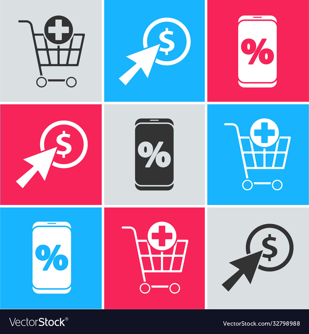 Set add to shopping cart cursor and coin vector image Set add to shopping cart cursor and coin