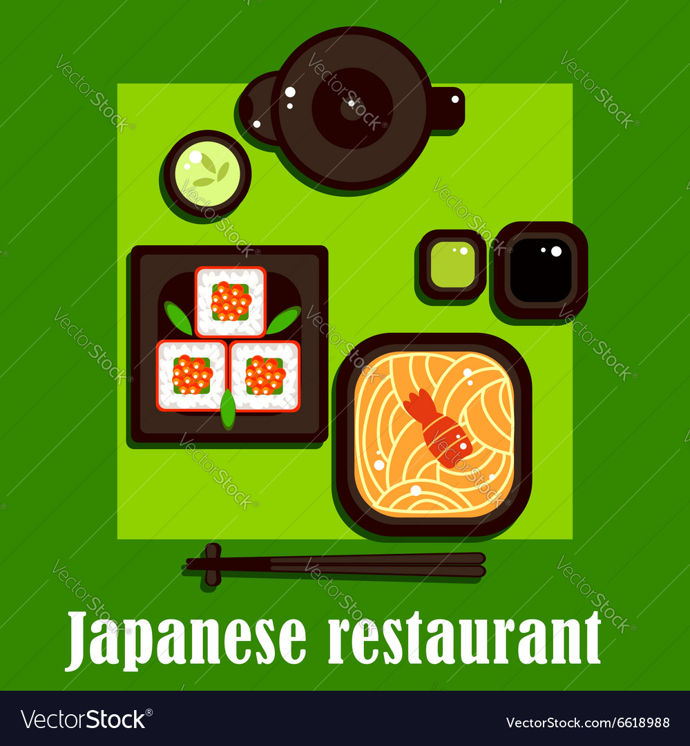 Traditional japanese cuisine and utensil Vector Image