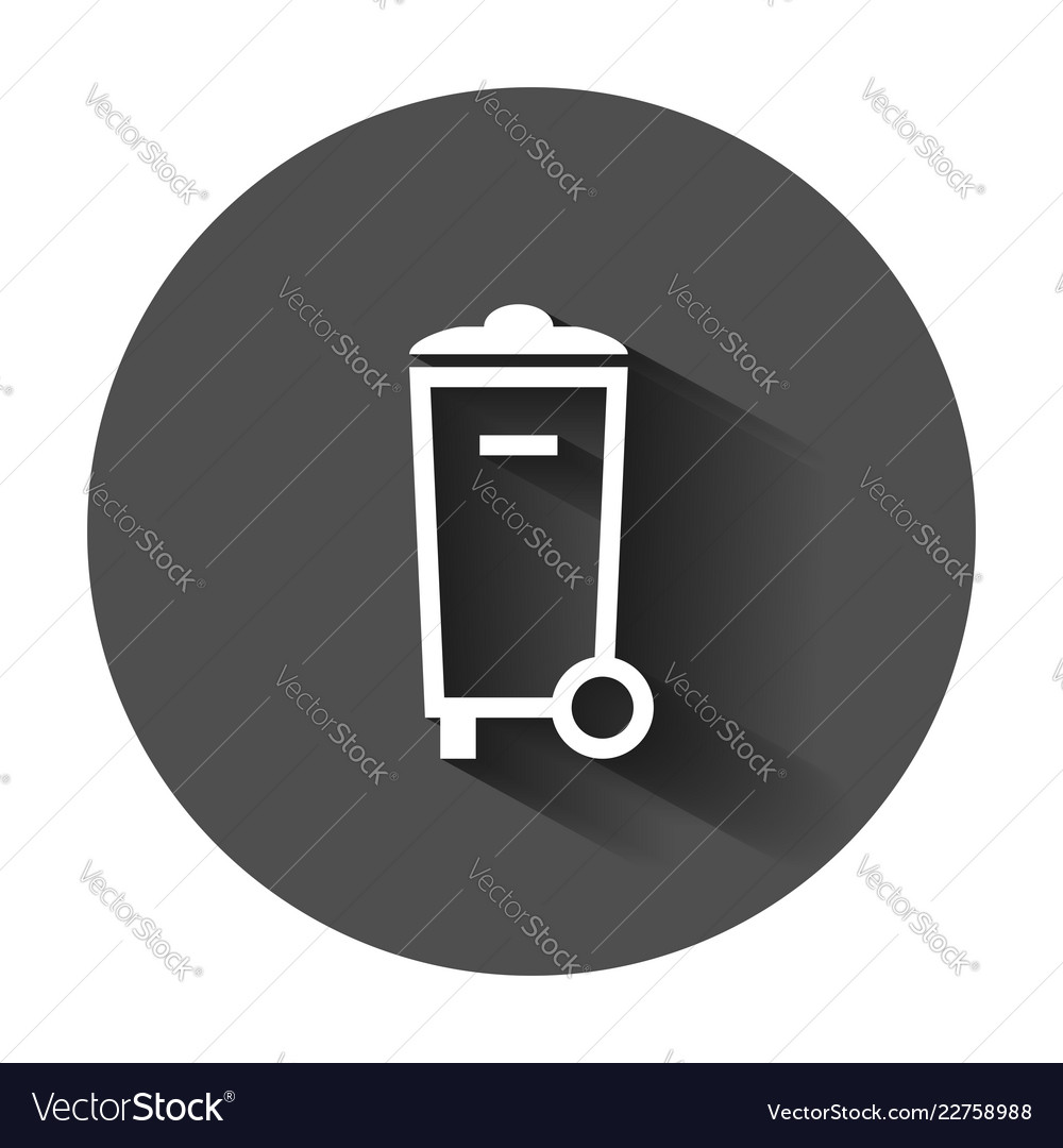 Trash bin garbage icon in flat style bucket vector image Trash bin garbage icon in flat style bucket