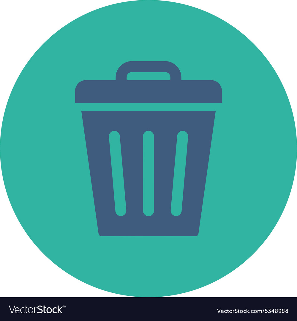 Trash can flat cobalt and cyan colors round button