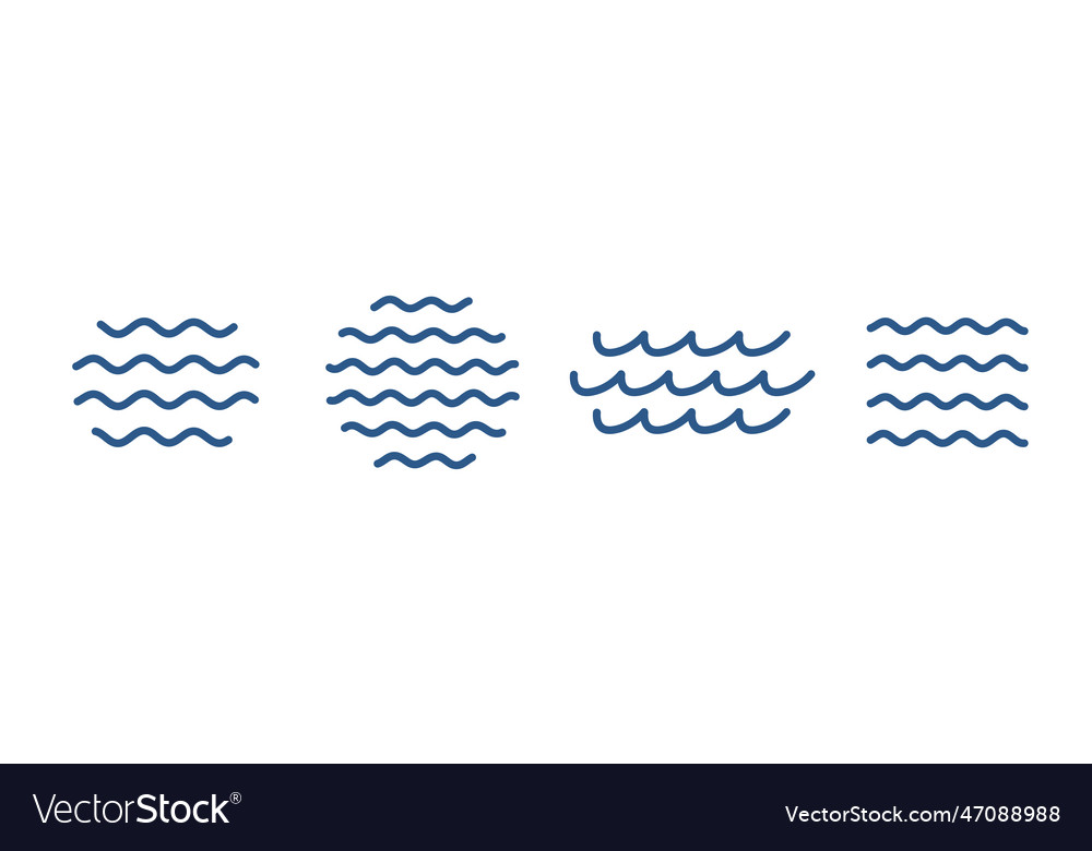 Water waves icons editable outline stroke