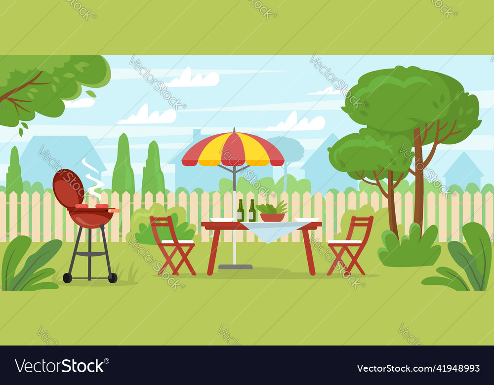 Bbq party on backyard summer grilling Royalty Free Vector