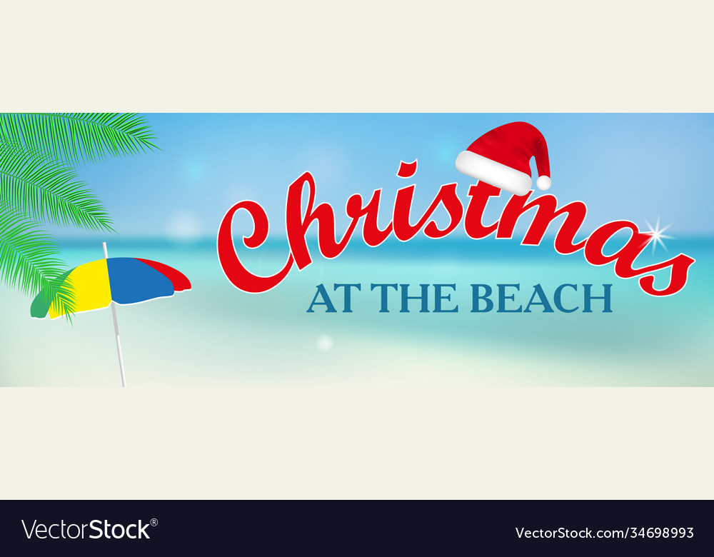 Weihnachten am Strand Banner oder Poster Meerufer vector image Weihnachten am Strand Banner oder Poster Meerufer