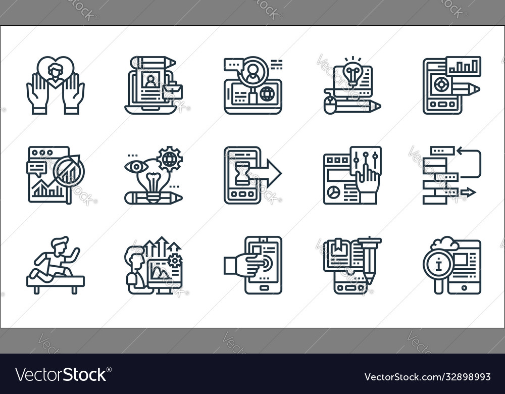 Digital transformation line icons linear set Vector Image Digital transformation line icons linear set