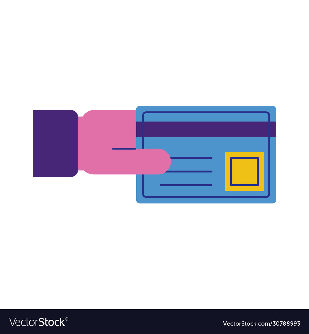 Hand with credit card ecommerce flat style icon