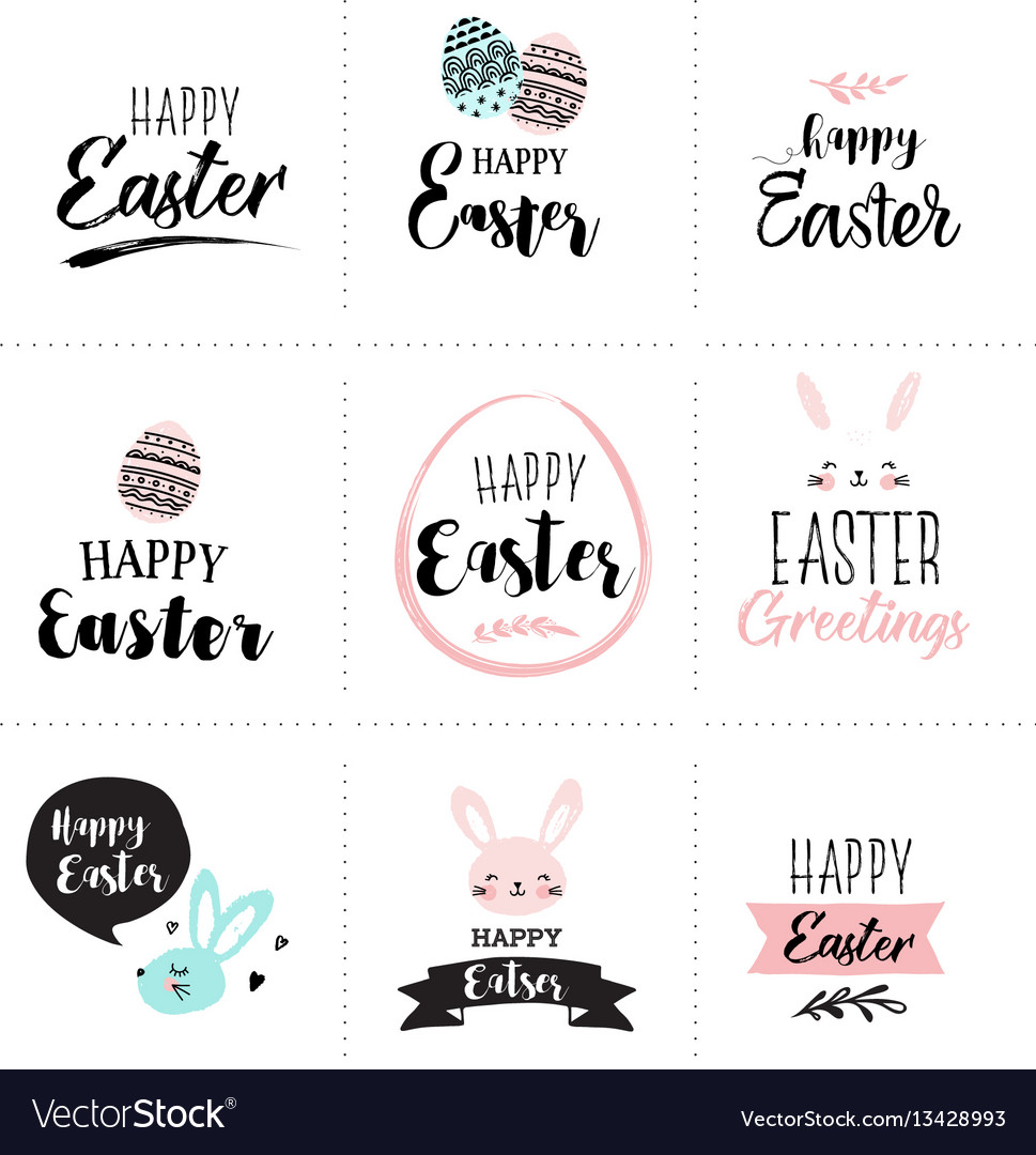Happy easter greeting card poster with cute vector image Happy easter greeting card poster with cute
